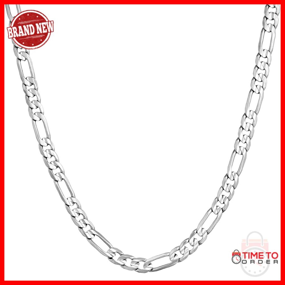 4mm Figaro Chain Necklace 24k Gold Plated Lobster Clasp 18-36 Inch